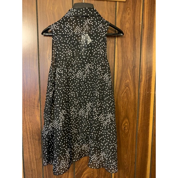 Caren Sport Sleeveless top sheer button up black polka dot size 2x - Picture 5 of 7